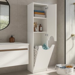 Ντουλάπι με καλάθι απλύτων Verga  χρώμα λευκό 45x40x180εκ.