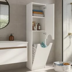 Ντουλάπι με καλάθι απλύτων Verga  χρώμα λευκό 45x40x180εκ.