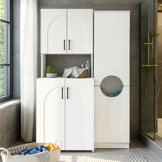 Ντουλάπι με καλάθι απλύτων Verga  χρώμα λευκό 45x40x180εκ.