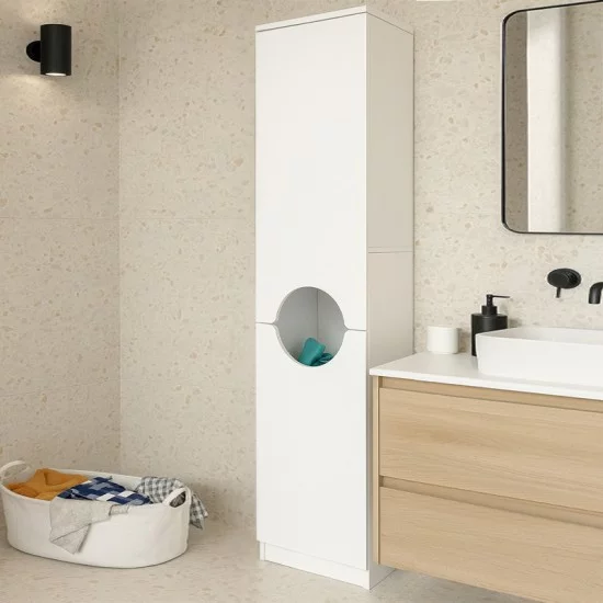 Ντουλάπι με καλάθι απλύτων Verga  χρώμα λευκό 45x40x180εκ.