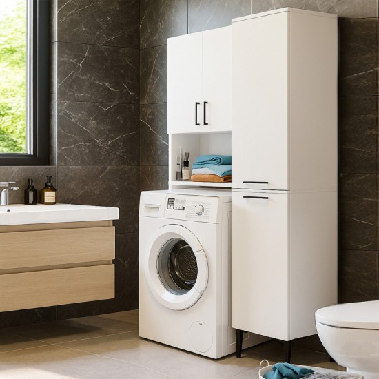 Ντουλάπι με καλάθι απλύτων Singa  χρώμα λευκό 45x40x180εκ.