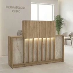 Γραφείο υποδοχής - reception Davis  με LED χρώμα sepet oak - travertine 150x41,8x115εκ.
