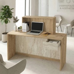 Γραφείο υποδοχής - reception Davis  με LED χρώμα sepet oak - travertine 150x41,8x115εκ.