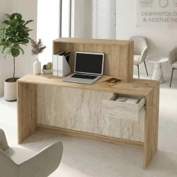 Γραφείο υποδοχής - reception Davis  με LED χρώμα sepet oak - travertine 150x41,8x115εκ.