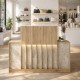 Γραφείο υποδοχής - reception Davis  με LED χρώμα sepet oak - travertine 150x41,8x115εκ.
