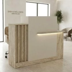 Γραφείο υποδοχής - reception Dayana  με LED χρώμα travertine - sandstone 150x85,2x120εκ.