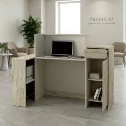 Γραφείο υποδοχής - reception Dayana  με LED χρώμα travertine - sandstone 150x85,2x120εκ.