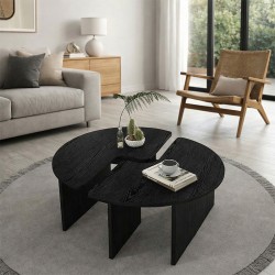 Τραπεζάκι σαλονιού σετ 2 τμχ Dorena  χρώμα sencron black Ø90x41,7εκ.