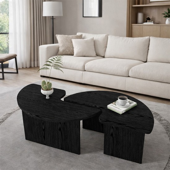 Τραπεζάκι σαλονιού σετ 2 τμχ Dorena  χρώμα sencron black Ø90x41,7εκ.