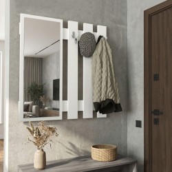 Κρεμάστρα τοίχου με καθρέπτη Folin  χρώμα λευκό 90x4x90εκ.