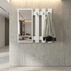 Κρεμάστρα τοίχου με καθρέπτη Folin  χρώμα λευκό 90x4x90εκ.