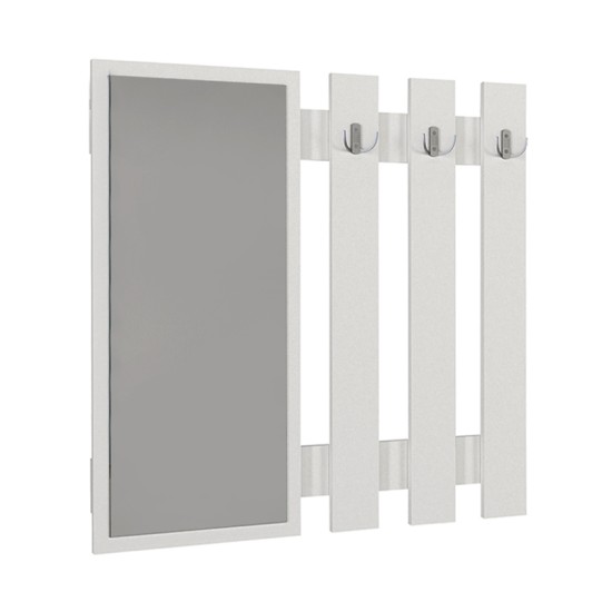 Κρεμάστρα τοίχου με καθρέπτη Folin  χρώμα λευκό 90x4x90εκ.