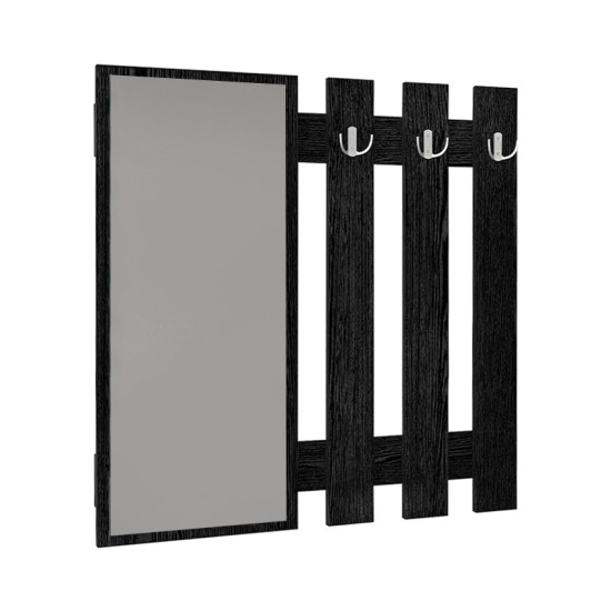 Κρεμάστρα τοίχου με καθρέπτη Folin  χρώμα sencron black 90x4x90εκ.