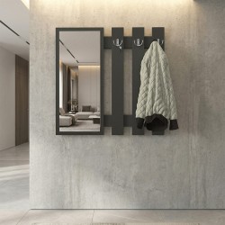 Κρεμάστρα τοίχου με καθρέπτη Folin  χρώμα ανθρακί 90x4x90εκ.