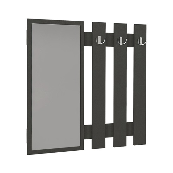 Κρεμάστρα τοίχου με καθρέπτη Folin  χρώμα ανθρακί 90x4x90εκ.