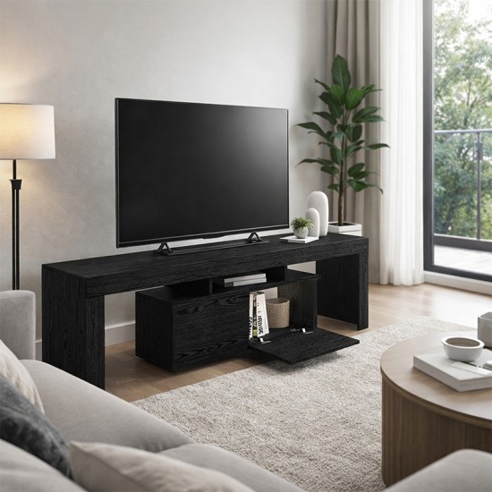 Έπιπλο τηλεόρασης Woodra  χρώμα sencron black 180x31,3x50,2εκ.