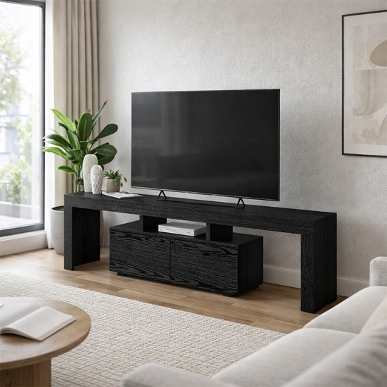 Έπιπλο τηλεόρασης Woodra  χρώμα sencron black 180x31,3x50,2εκ.