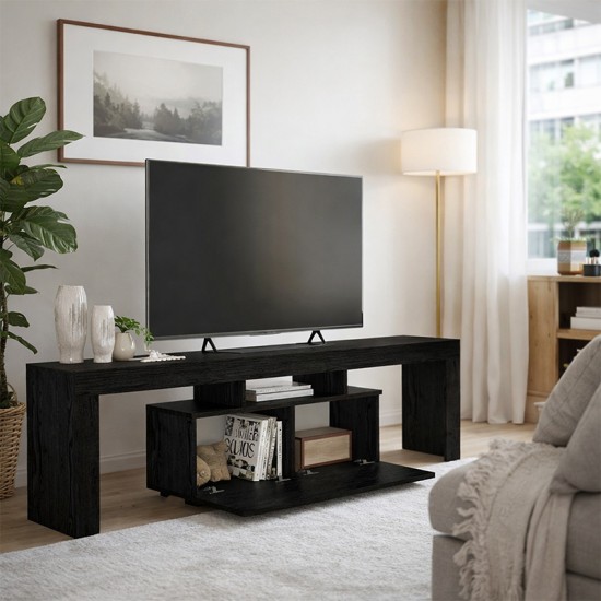 Έπιπλο τηλεόρασης Woodra  χρώμα sencron black 180x31,3x50,2εκ.