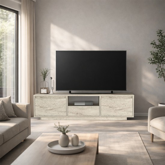 Έπιπλο τηλεόρασης Lumbera  χρώμα travertine 160x29,5x42εκ.