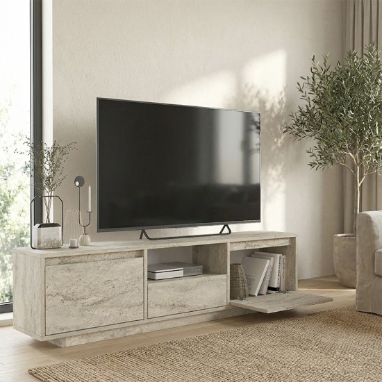 Έπιπλο τηλεόρασης Lumbera  χρώμα travertine 160x29,5x42εκ.