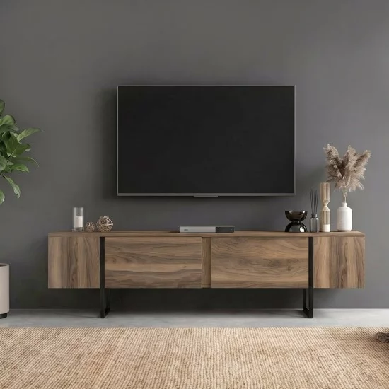 Έπιπλο τηλεόρασης Orontes  χρώμα καρυδί 180x29,6x50εκ.