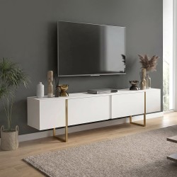 Έπιπλο τηλεόρασης Orontes  χρώμα λευκό - χρυσό 180x29,6x50εκ.