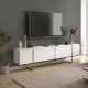 Έπιπλο τηλεόρασης Orontes  χρώμα λευκό - χρυσό 180x29,6x50εκ.