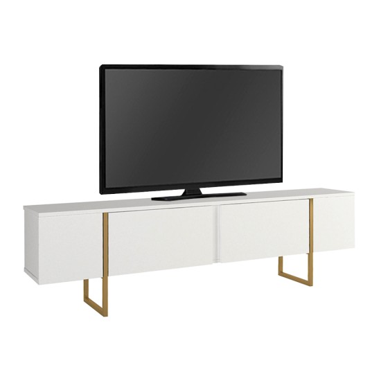 Έπιπλο τηλεόρασης Orontes  χρώμα λευκό - χρυσό 180x29,6x50εκ.