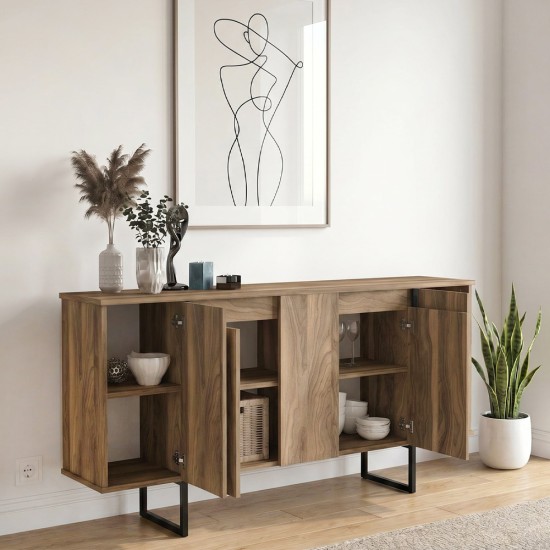 Μπουφές Orontes  χρώμα καρυδί 160x35,2x80εκ.