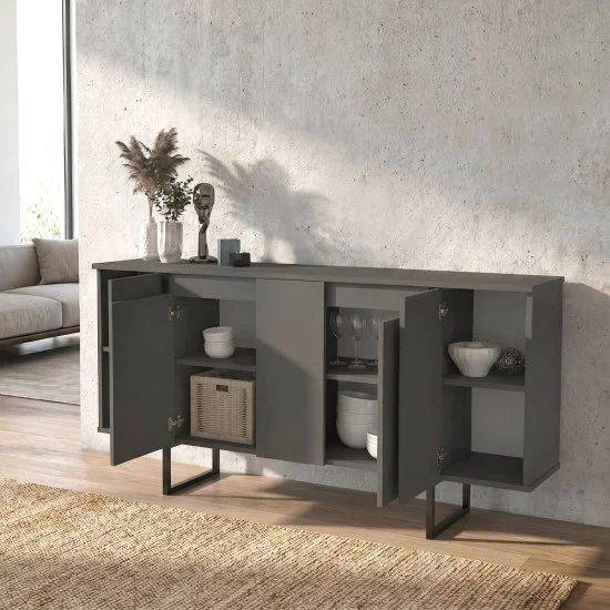 Μπουφές Orontes  χρώμα ανθρακί 160x35,2x80εκ.