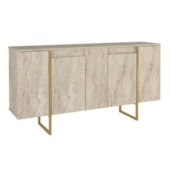 Μπουφές Orontes  χρώμα travertine - χρυσό 160x35,2x80εκ.
