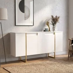 Μπουφές Orontes  χρώμα λευκό - χρυσό 160x35,2x80εκ.
