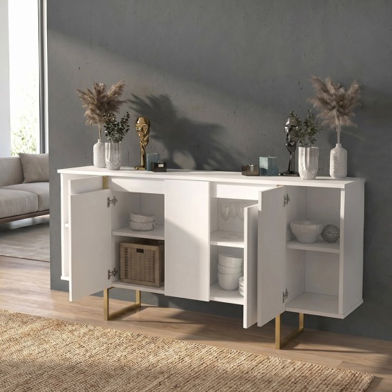Μπουφές Orontes  χρώμα λευκό - χρυσό 160x35,2x80εκ.
