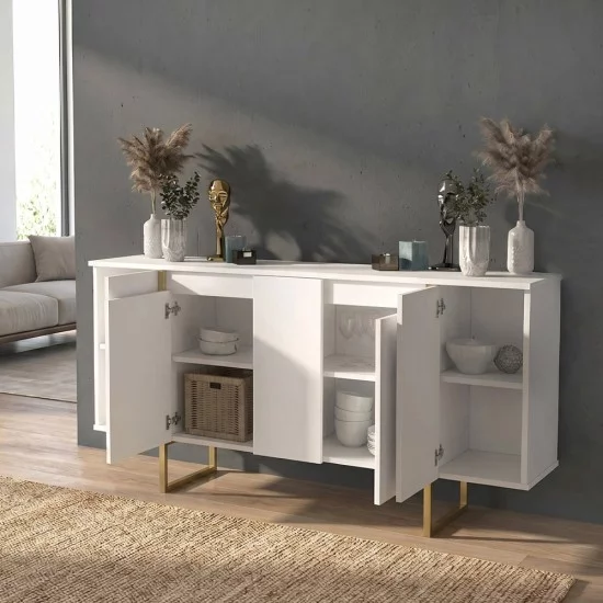 Μπουφές Orontes  χρώμα λευκό - χρυσό 160x35,2x80εκ.