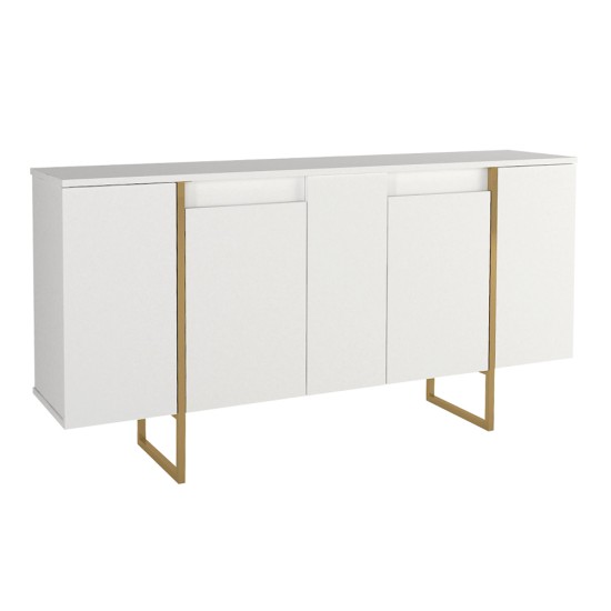 Μπουφές Orontes  χρώμα λευκό - χρυσό 160x35,2x80εκ.