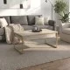 Τραπεζάκι σαλονιού Orontes  χρώμα travertine - χρυσό 90x59,6x40εκ.