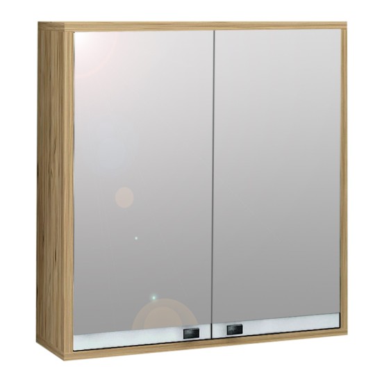 Καθρέπτης μπάνιου με ντουλάπι Bade Megapap από μελαμίνη χρώμα φυσικό 60x15x60εκ. - 0213512