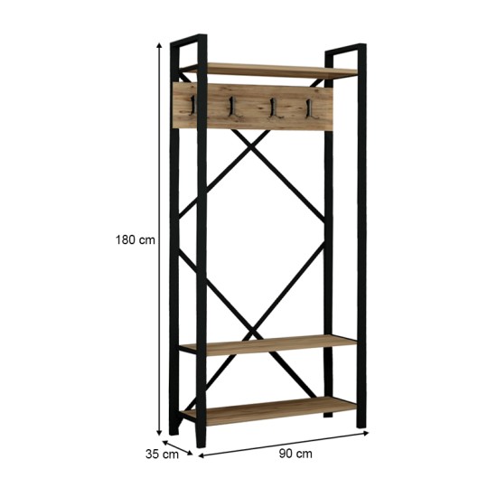 Έπιπλο εισόδου Alfa  χρώμα atlantic pine - μαύρο 90x35x180εκ.