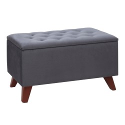 Σκαμπώ - Ταμπουρέ Lotus  βελούδινο χρώμα ανθρακί 90x40x50εκ.