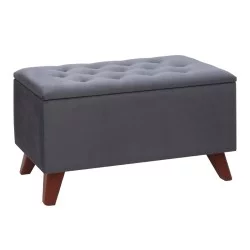 Σκαμπώ - Ταμπουρέ Lotus  βελούδινο χρώμα ανθρακί 90x40x50εκ.