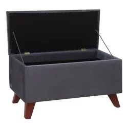 Σκαμπώ - Ταμπουρέ Lotus  βελούδινο χρώμα ανθρακί 90x40x50εκ.