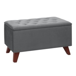 Σκαμπώ - Ταμπουρέ Lotus  βελούδινο χρώμα γκρι 90x40x50εκ.