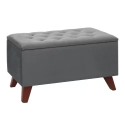 Σκαμπώ - Ταμπουρέ Lotus  βελούδινο χρώμα γκρι 90x40x50εκ.