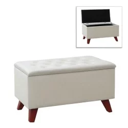 Σκαμπώ - Ταμπουρέ Lotus  βελούδινο χρώμα κρεμ 90x40x50εκ.