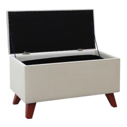 Σκαμπώ - Ταμπουρέ Lotus  βελούδινο χρώμα κρεμ 90x40x50εκ.