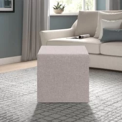 Σκαμπώ Linda  υφασμάτινο χρώμα μπεζ 40x40x40εκ.