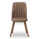 Καρέκλα τραπεζαρίας Alegra Megapap υφασμάτινη χρώμα καφέ - καρυδί πόδι 46x44x91εκ. - 0222810
