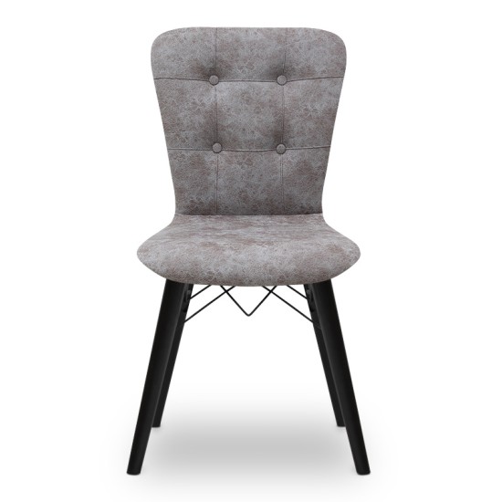 Καρέκλα τραπεζαρίας Palmira Megapap υφασμάτινη χρώμα γκρι - μαύρο πόδι 47x44x88εκ. - 0222813