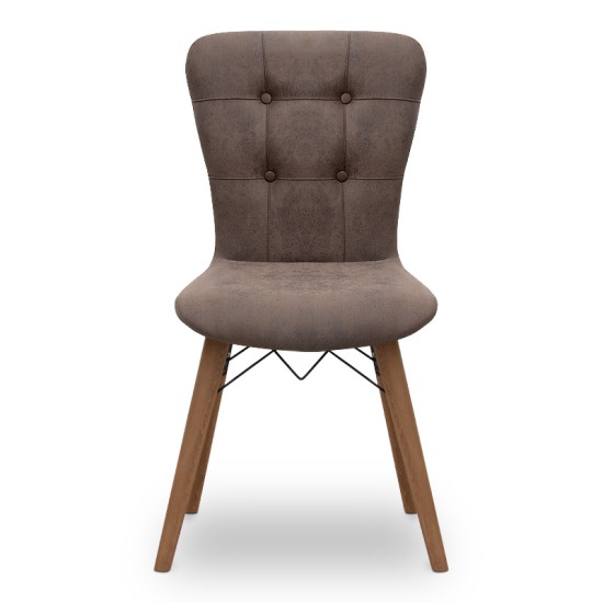 Καρέκλα τραπεζαρίας Palmira Megapap υφασμάτινη χρώμα καφέ - καρυδί πόδι 47x44x88εκ. - 0230212