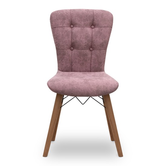 Καρέκλα τραπεζαρίας Palmira Megapap υφασμάτινη χρώμα σάπιο μήλο - καρυδί πόδι 47x44x88εκ. - 0230215